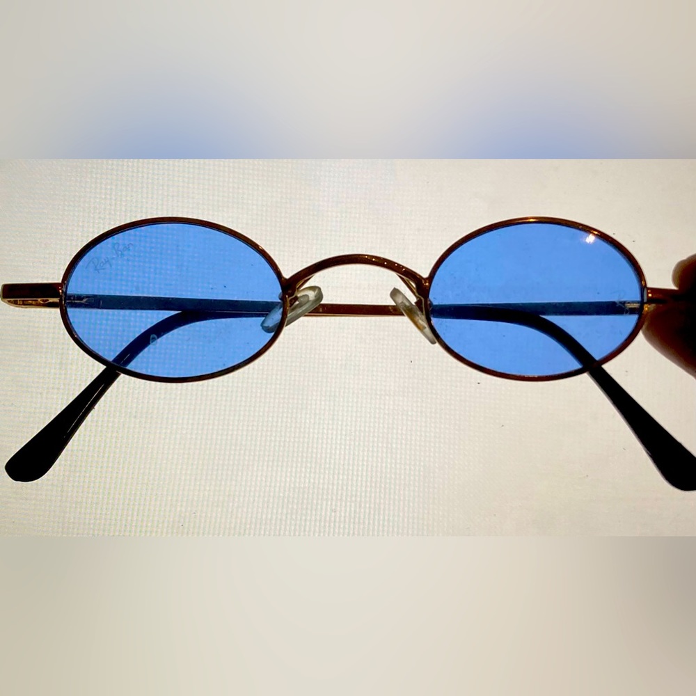 Ray-ban Oval Flat Gold frame & Blue lens